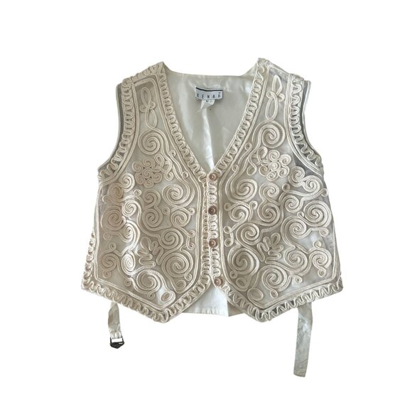 KENAR Vintage Cream Detailed Vest Size Large - Picture 5 of 6